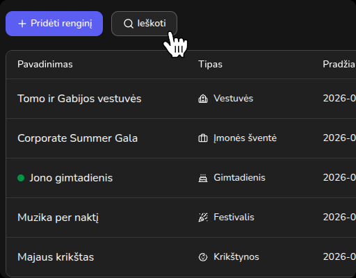 Surask pasibaigusius ar ateinančius renginius