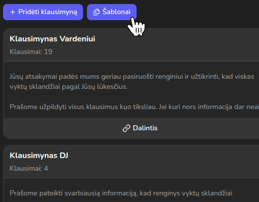 Sukurk ir dalinkis klausimynais